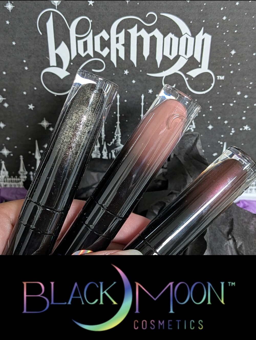 Bundle Of Black Moon Cosmetics Lipstick And Eyeshadow Gloom Immortal Moon Rocks